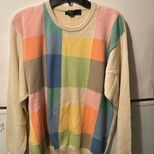 Greenwich 100% Cotton Men’s Sweater Med Multi Pastel Color Blocks. Hand Wash C2